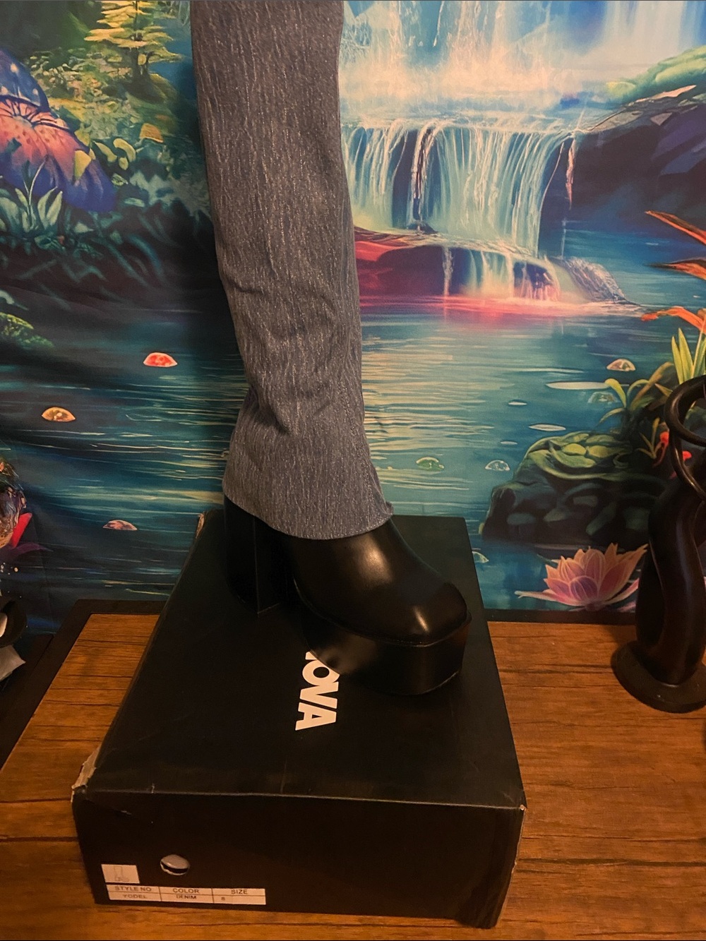 Fashion Nova Yodel Denim Platform Boots โ Size 8